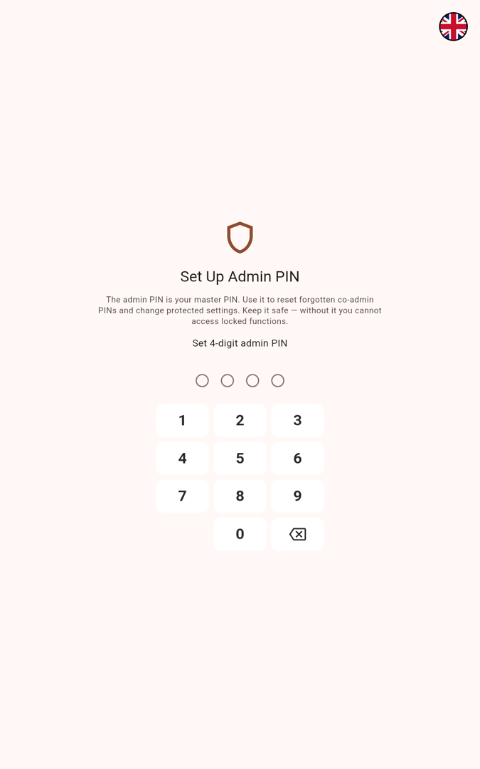 Set up admin PIN