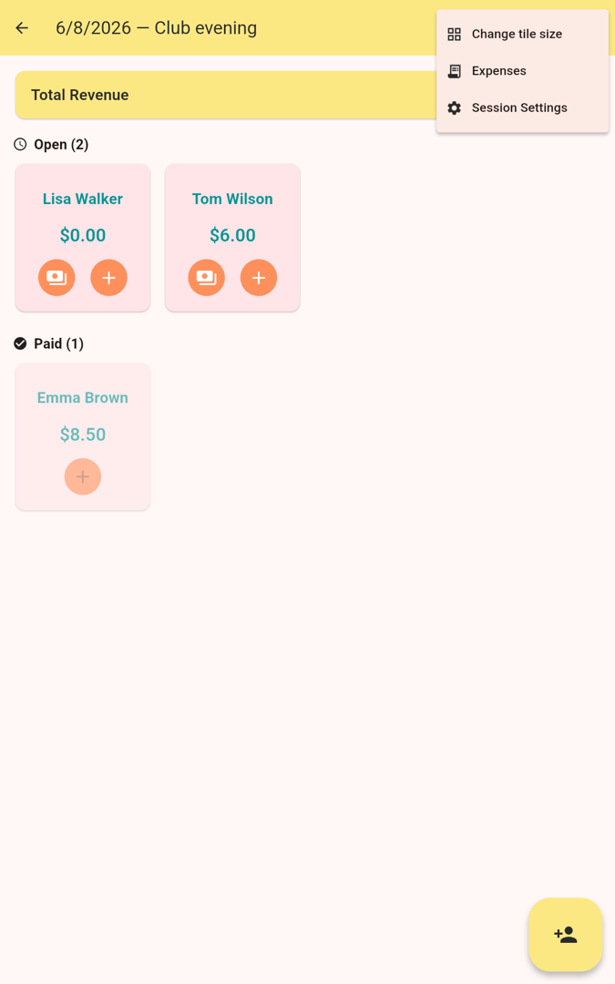 Top-right menu