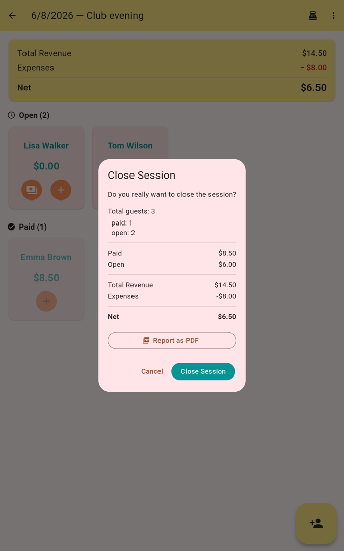 Close session