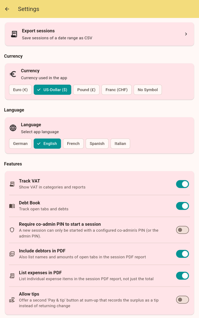 Currency & language
