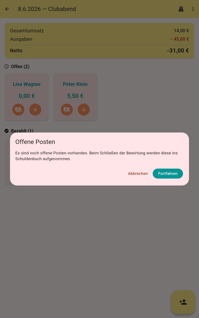 Offene Posten Hinweis
